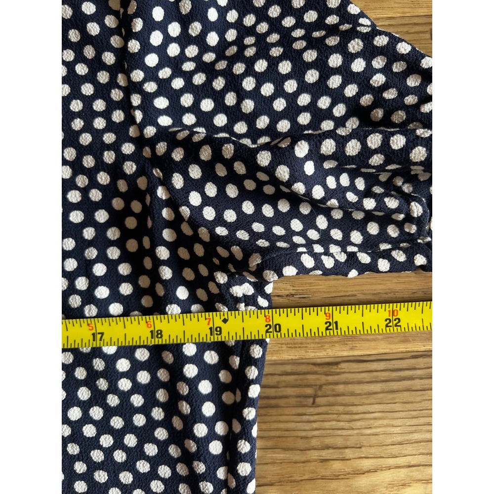 Boden Navy Polka Dot V-Neck‎ Blouse Size 12 Short Sleeve Business Casual - Picture 10 of 11